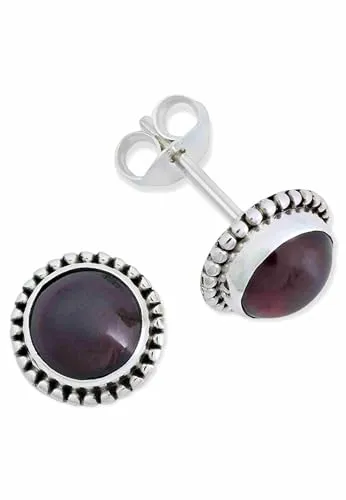 Ohrstecker 925 Silber Granat roter Stein Edelstein Ohrringe echt Silber Damen Sterling Silber Stecker Geschenk(MOS-041-02)