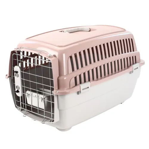 Transportbox IATA Flugbox für Hunde und Katzen - Größe M - Robuste und leichte Transportbox für 2 Katzen oder kleine Hunde, IATA-konform, ideal für Reisen mit Flugzeug, Zug oder Auto, inklusive einhängbarem Reisenapf.