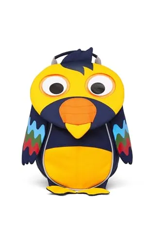 Affenzahn Kleiner Freund Tukan Kindergartenrucksack - Gelb - Schulranzen für Kinder 1-3 Jahre, wasser- und schmutzabweisend, mit liebevollen Stickereien und reflektierenden Schulterriemen für Sicherheit.