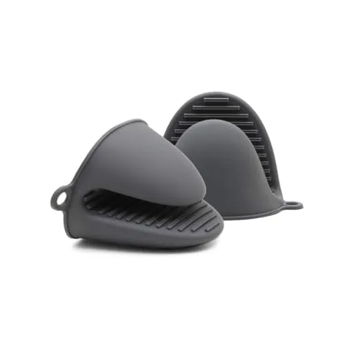 Ofenhandschuh aus dickem Silikon, Mini-Ofenhandschuh, hitzebeständig, zum Backen, Kochen, Grillen (grau)