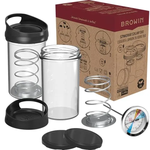 lilawelt24 Glasschinkenkocher - Duo-Set für gesundes hausgemachtes Fleisch - Schinkenhalter - DUO-Set für 2 x 450 g, ideal für die Zubereitung von hausgemachtem Schinken und Eintöpfen, leicht zu reinigen und platzsparend im Küchenschrank.