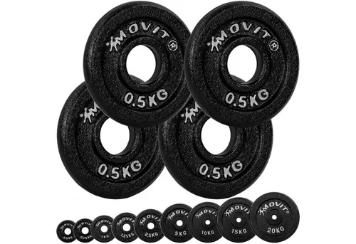 MOVIT® Hantelscheiben Set PRO, 2x 10,0kg aus 100% Gusseisen in schwarz von MOV'IT