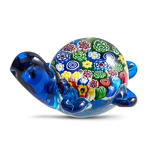 EUSTUMA Handgeblasene Glas-Schildkröten-Figuren, Ornament, Meerestier-Ornament für Heimdekoration, Meerestier-Kollektion als Geburtstagsgeschenk, Glas-Schildkröten-Skulptur
