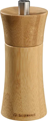Zassenhaus Salzmühle FRANKFURT 14 cm - Küchenhelfer mit original Zassenhaus-Qualitäts Mahlwerk aus Hochleistungskeramik, stilvolles Design aus Bambus und perfekte Mahlleistung für jeden Gourmet.