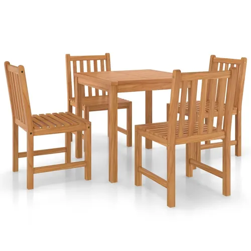 vidaXL 5-tlg. Garten-Essgruppe aus massivem Teakholz - Gartenmöbel-Set aus langlebigem, witterungsbeständigem Teakholz, ideal für Innen- und Außenbereich. Verleiht jedem Raum natürlichen Charme und Stabilität.
