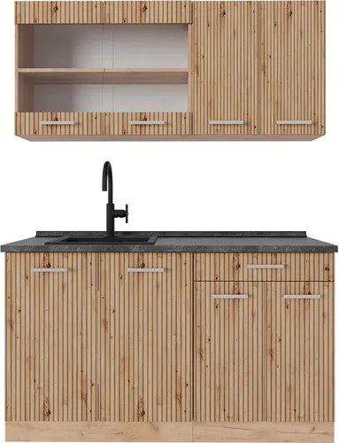 Vicco Küchenzeile R-Line, Artisan-Eiche/Goldkraft Eiche, 140 cm
