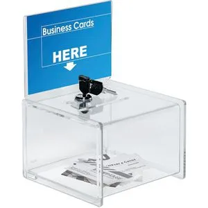 Sigel Aktionsbox VA 151 - Glasklare Acryl-Spendenbox mit Sicherheitszylinderschloss, ideal für Spenden und individuelle Beschriftung mit DIN A6 Einstecktafel