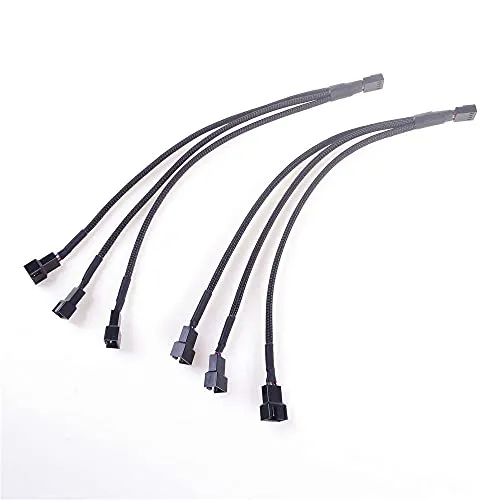 ANGEEK 2 Stück 27cm Computer Lüfterkabel PWM Adapter 1 bis 3 Converter 3 Pin + 4 Pin PC Power Kabel Fan Verlängerungskabel