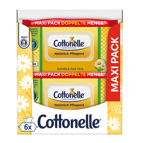 Cottonelle Feuchtes Toilettenpapier Natürlich Pflegend 6 x 84 Feuchttücher