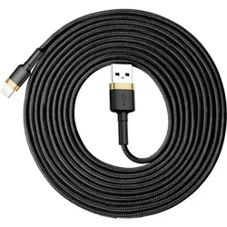 Robustes Nylonkabel Usb Iphone Lightning Qc3.0 2a 3m Schwarz Und Gold
