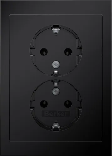 Berker 47742245 Doppelsteckdose SCHUKO, schwarz glänzend in schwarz von Berker Doppelsteckdose Steckdosen