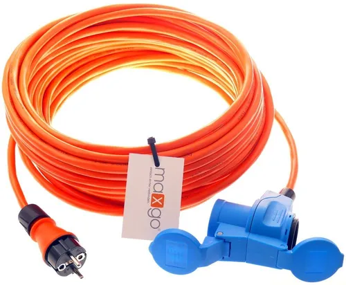 maxgo® CEE-Adapterleitung Winkelkupplung + Schutzkontakt H07BQ-F 3G1,5 10m Elektro-Kabel, (1000 cm)