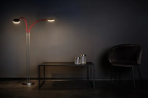 Holtkötter LED-Leseleuchte FLEX TWIN Platin/rot 9924-2-622 4251322751033