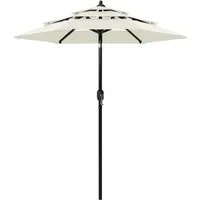furnicato Sonnenschirm 2 m mit Aluminium-Mast in Sandfarben - Stabiler 3-lagiger Sonnenschirm aus UV-beständigem Polyester für Garten und Terrasse. Faltbar mit Kurbel und Neigung, ideal für flexiblen Einsatz. Mast aus pulverbeschichtetem Aluminium für zusätzliche Langlebigkeit.