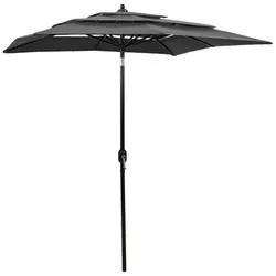 vidaXL 3-lagiger Ampelschirm mit Aluminium-Mast 2x2m - Sonnenschirm für Terrasse und Garten, UV-beständig und mit stabiler Kurbel- und Kippfunktion für einfachen Transport und optimalen Sonnenschutz.