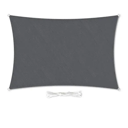 Hometex Premium Textiles Sonnensegel 2×3m Rechteckig inkl. Befestigungseile | Dunkelgrau | Sonnenschutz ideal für Garten, Terrasse, Balkon, Camping | Windabweisender Schattenspender