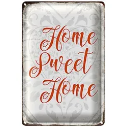 Roomando Metallschild Spruch 12x18cm Home sweet Home Herz