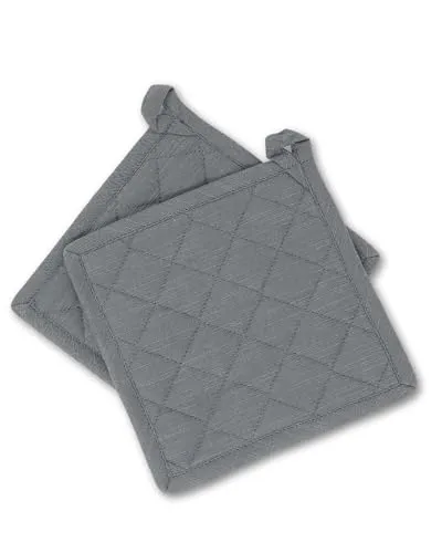 gws Hitzebeständige Topflappen 1 Paar Anthrazit 20 x 20 cm 100 Prozent Baumwolle Oeko-TEX Standard 100 rutschfest waschbar
