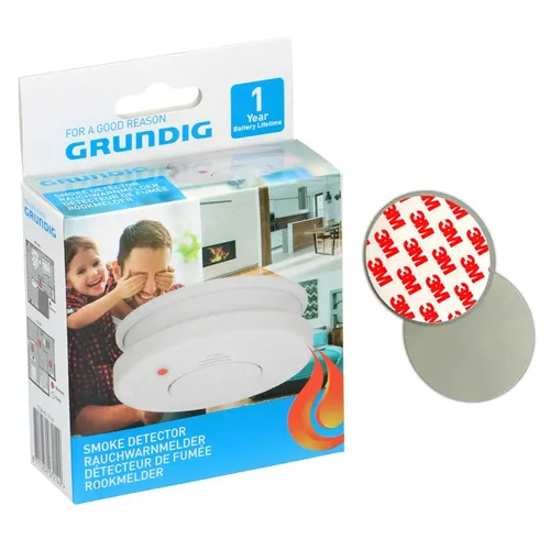 Grundig Rauchmelder 85dB – Feuermelder mit 9V Batterie & 3M Klebepad