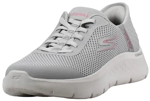 Skechers Slip-ins™ Go Walk Flex Grand Entry Damen Sneaker Hellgrau - Praktische Slip-ins™ Damen Sneaker in Hellgrau mit innovativer Hands Free Technologie. Atmungsaktives Mesh-Obermaterial und bequeme Skechers Air-Cooled Memory Foam Innensohle sorgen für optimalen Tragekomfort im Alltag.