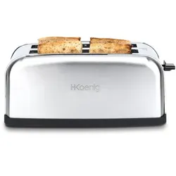 H.Koenig TOAS28 Langschlitztoaster - Toaster mit extra breitem Schlitz, 7 Wärmestufen und 3 Funktionen für perfektes Toasten von Baguette und Brot. Praktisches Krümelfach für einfache Reinigung.