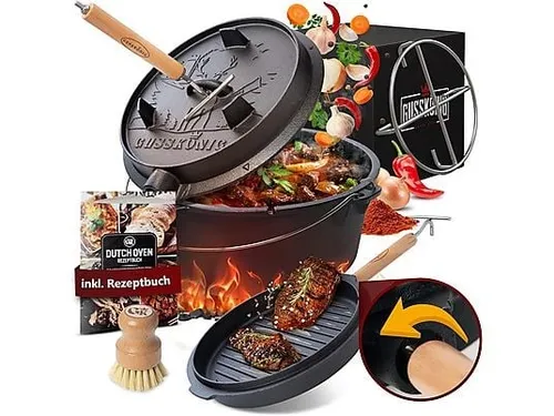 GUSSKÖNIG Dutch Oven 9 l mit Füßen in schwarz von GUSSKÖNIG