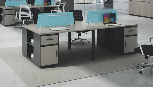 Schreibtisch Co-Working-Tisch für 4 Personen - Moderner Teambürotisch mit 4 Schubladen und verstecktem Stauraum. Ideal für gemeinschaftliches Arbeiten. Maße: 240 x 120 x 105 cm, stabil und funktional.