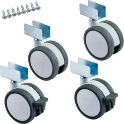 Sotech 4er Set Möbelrolle Hamm Ø 63 mm – Flexibel & Belastbar - Bewegliche Möbelrollen für einfache Handhabung: 2x Lenkrollen und 2x mit Bremse, bis 35 kg Tragkraft. Ideal für Büromöbel und Wohnmöbel. Inkl. Befestigungsschrauben und einfache Installation.