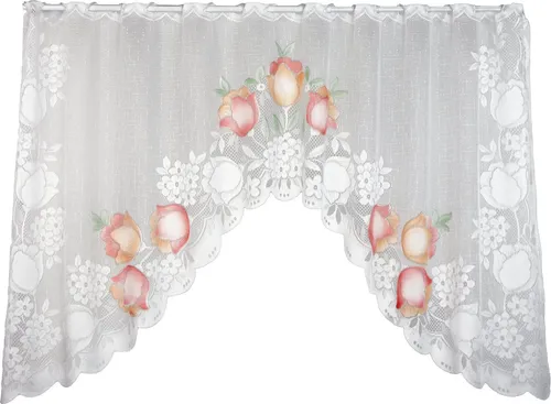 EXPERIENCE Scheibengardine Scheibengardine Bistro Blumen Halbtransparent mit Stangendurchzug, Stangendurchzug, transparent