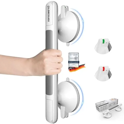 LORESJOY Haltegriffe für Senioren, Haltegriff Dusche Ohne Bohren, Haltegriff mit Saugnapf, Haltegriffe für Bad, Badewannengriff, Duschgriff mit Saugnapf, Haltegriff Bad WC Haltegriffe