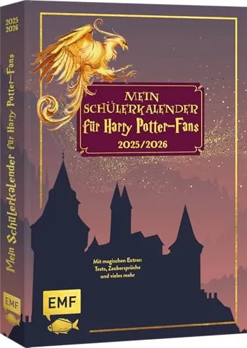 Mein Schülerkalender für Harry Potter-Fans 2025/2026: Der Timer für Harry Potter-Fans mit vielen Extras: Tests, Zaubersprüche und vieles mehr – Mit goldener Glanzfolie und Leseband