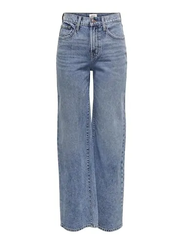 ONLY Damen Straight Leg Denim Jeans ONLHOPE | High Waist Wide Vintage Pants - Jeans in extra hohem Bund mit weitem Schnitt, aus authentischem Baumwoll-Denim für hohen Tragekomfort und einen trendigen Look.