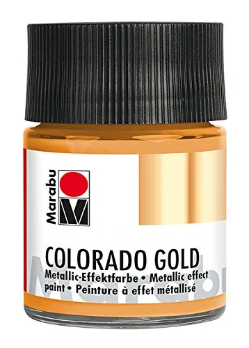 Marabu 12640005786 - Metallic Effektfarbe, Colorado Gold metallic rotgold 50 ml, auf Wasserbasis, lichtecht, wetterfest, schnell trocknend, zum Pinseln und Tupfen auf saugenden Untergründen