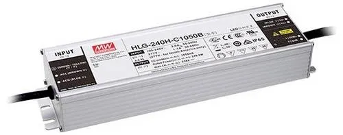 MEAN WELL HLG-240H-C700B LED-Treiber 249.9W - Zuverlässiger LED-Treiber mit 3 in 1 Dimmfunktion und IP67 Schutz. Ideal für Beleuchtungsanwendungen, bietet Konstantstrom und schützt vor Überlastung.