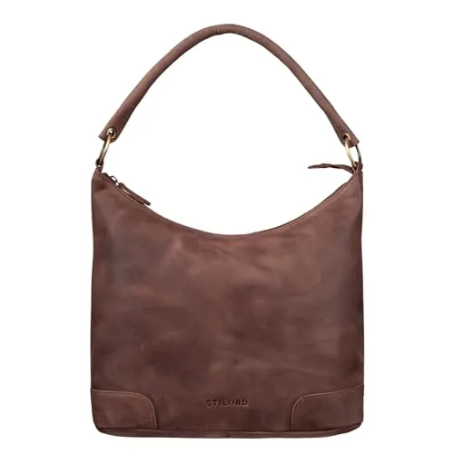 STILORD Tessa Handtasche Damen Leder Groß Shopper Ledertasche Hobo Tasche Elegante Vintage Schultertasche Tote Bag aus Echtem Leder Farbe:Messina - braun
