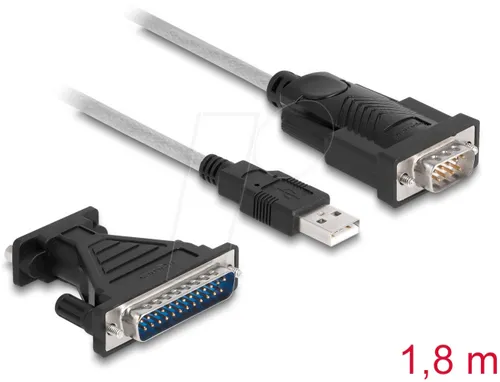 Delock USB/Serienkabel-Set - USB 2.0 mit Daumenschrauben - Schnittstellenkabel für einfache Verbindung von Geräten, mit praktischen Daumenschrauben für sichere Befestigung und transparentem Design.