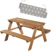 roba Kinder Outdoor+ Sitzgruppe - Picknick for 4 - Wetterfeste Sitzgarnitur aus massivem Holz für 4 Kinder, ideal für den Garten. Robuste Konstruktion mit abgerundeten Ecken für Sicherheit und Langlebigkeit.