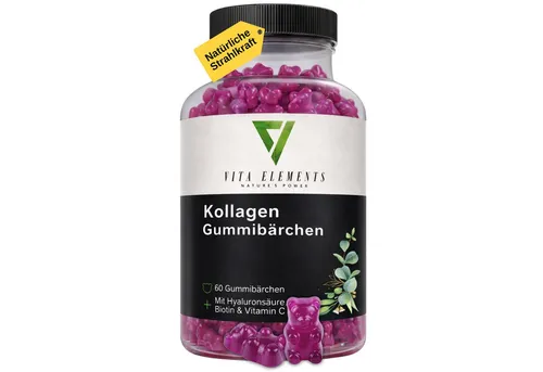 Vita Elements Kollagen Gummibärchen, 60 St., Glutenfrei ohne Gentechnik Laborgeprüft in Deutschland