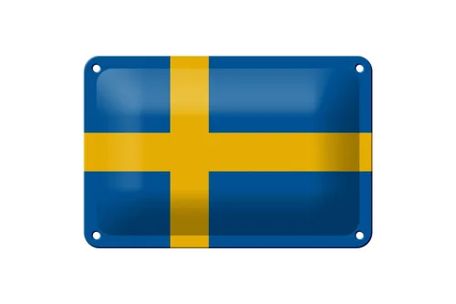 Blechschild Flagge Schwedens 18x12 cm Flag of Sweden Deko Schild