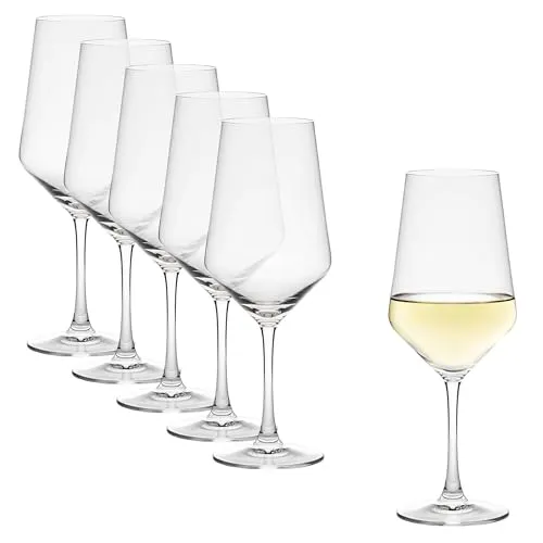 Spetebo Kristall Weißweinglas kratzfest 6er Set - 510 ml - Hochwertiges Kristallglas für Wein spülmaschinenfest - Weinglas Weinkelch Stielglas Trinkglas auch für Rotwein und Aperitif