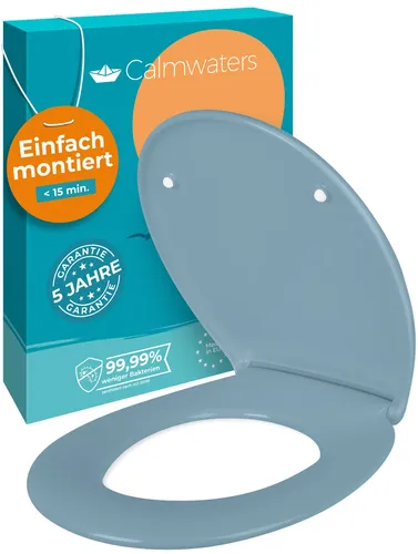 Calmwaters® Premium WC Sitz - Bermuda-Blau, antibakteriell und bis 250 kg belastbar - WC-Sitz in Bermuda-Blau mit einfacher Montage und antibakteriellem Duroplast, ideal für Hygiene und Langlebigkeit. Belastbar bis 250 kg und mit Absenkautomatik für komfortable Nutzung.
