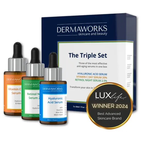 Dermaworks Serum Set 3x30ml Vitamin C Retinol Hyaluron Anti-Aging Glow