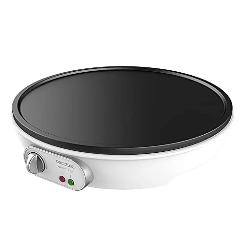 Cecotec Crêpes-Maker Fun Crepestone XL INOX 1350 W - Crêpes-Maker mit Antihaftbeschichtung und regelbarem Thermostat, inklusive Teigverteiler und Spatel für müheloses Zubereiten von leckeren Crêpes.