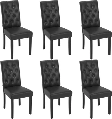 WOLTU Esszimmerstuhl 6er Set, Kunstleder, schwarz