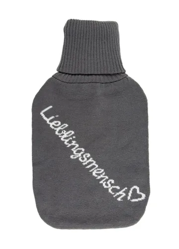 Wärmflasche Lieblingsmensch, 1,7 l mit Strickbezug - Bettflasche, Wärmekissen