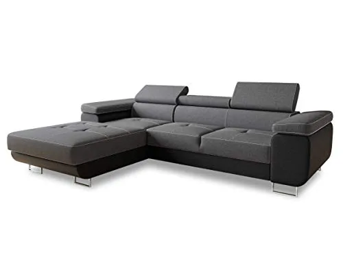 Ecksofa Divo mit Schlaffunktion und Bettkasten - Sofas & Couches – Hochwertiges Ecksofa mit Schlaffunktion (213x125 cm) und Bettkasten, ideal für Gäste, mit einstellbaren Kopfstützen und modernem Design.