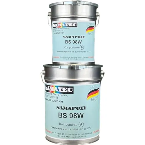 SamaPoxy BS98W 2K Epoxidharz Bodenbeschichtung - Betonfarben für Garage, Werkstatt und Wohnräume. Rutschhemmend und hochbelastbar, ideal für langlebige und widerstandsfähige Böden.