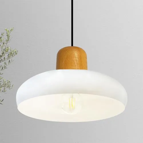 Bamyum Deckenleuchte Androa 1flammig E27 - Industrielampe aus Holz und Metall, ideal für modernes und retro Deko-Design. E27 Fassung, max. 60W, vielseitig einsetzbar in Wohnräumen, Cafés und Büros.