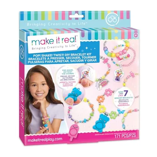Make It Real 2901328 Pop! Shake! Twist! Armbänder-Set, DIY Schmuckset mit Fidget-Anhänger, Armband selber basteln, Bastelset, Kreativ-Kit für Kinder