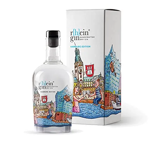 r[h]eingin Hamburg Edition | mit Geschenkverpackung, Souvenir, Mitbringsel | Geschenk Weihnachten mit Skyline | Geschenkidee für echte Liebhaber | 500ml Einzelflasche | 46% Vol.